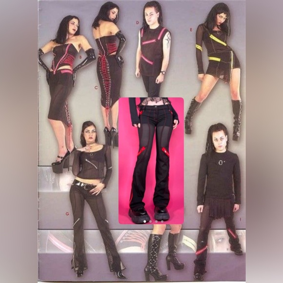 (SOLD) RARE Vintage 2002 Lip Service Astro Vamps Mesh Flare Pants - Picture 2 of 6